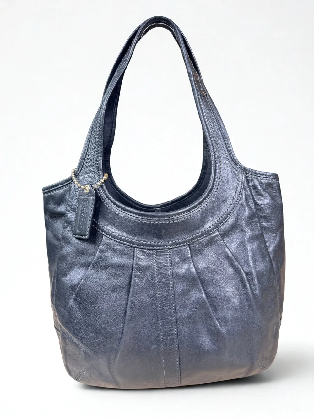 COACH Vintage Y2K Ergo Pleated Black Leather Hobo Shoulder Bag Tote Purse 12240